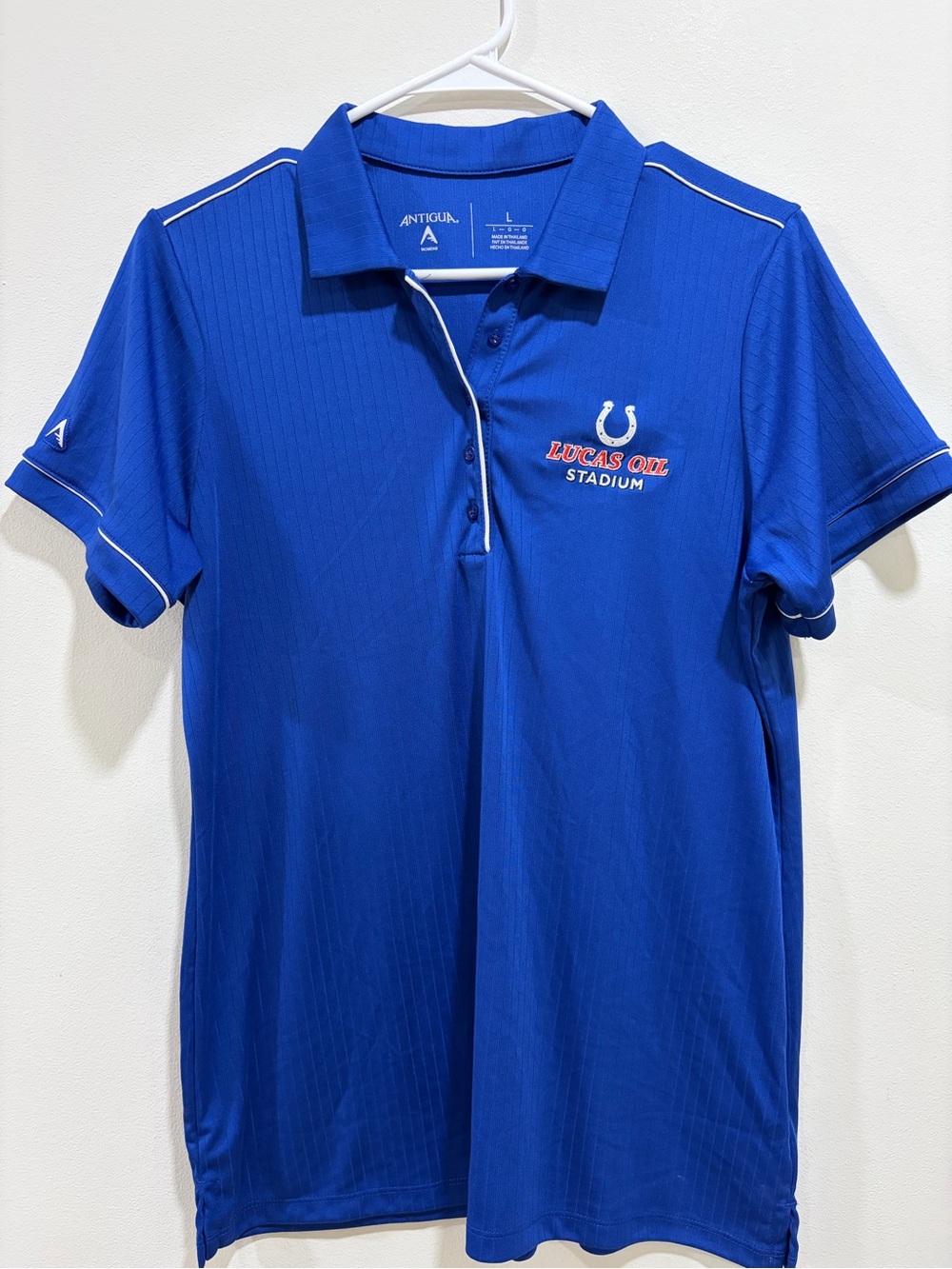 Antigua Blue Lucas Oil Stadium Polo Shirt